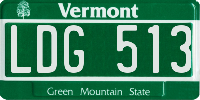 VT license plate LDG513