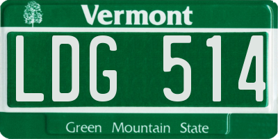 VT license plate LDG514