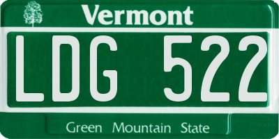 VT license plate LDG522