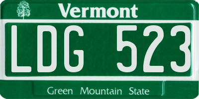 VT license plate LDG523