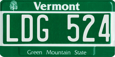 VT license plate LDG524