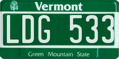 VT license plate LDG533