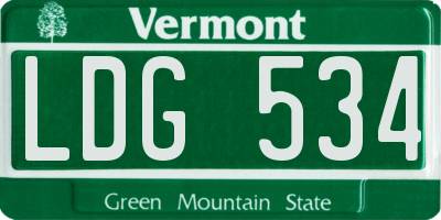 VT license plate LDG534