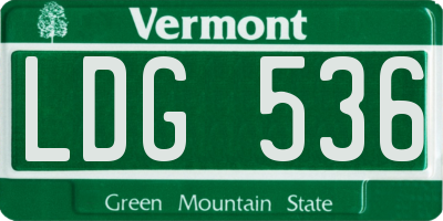VT license plate LDG536