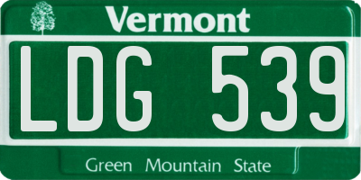 VT license plate LDG539