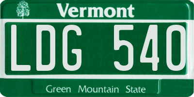 VT license plate LDG540