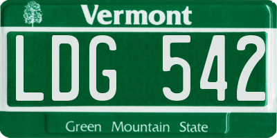 VT license plate LDG542