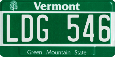 VT license plate LDG546