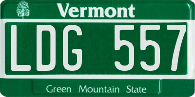 VT license plate LDG557