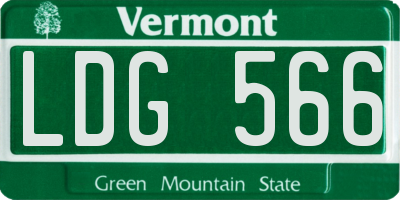 VT license plate LDG566