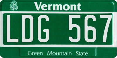 VT license plate LDG567