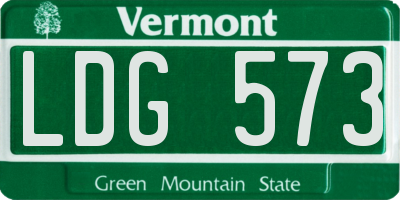 VT license plate LDG573
