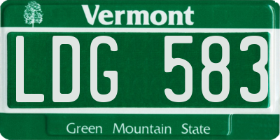 VT license plate LDG583