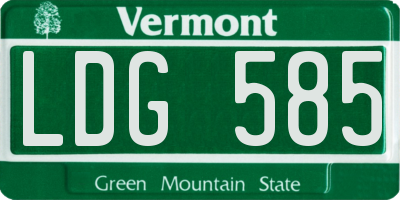 VT license plate LDG585