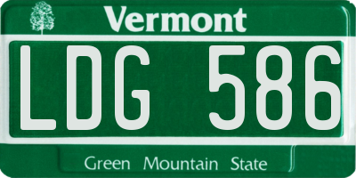 VT license plate LDG586