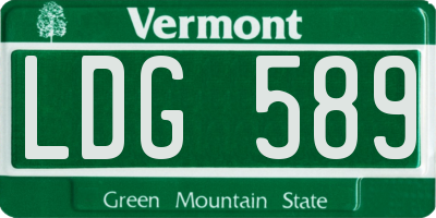 VT license plate LDG589