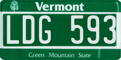 VT license plate LDG593