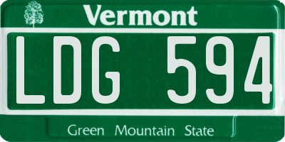 VT license plate LDG594