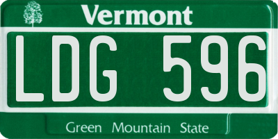 VT license plate LDG596