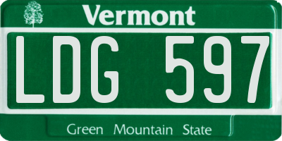 VT license plate LDG597