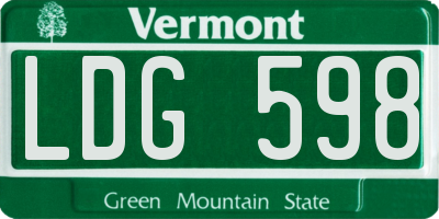 VT license plate LDG598