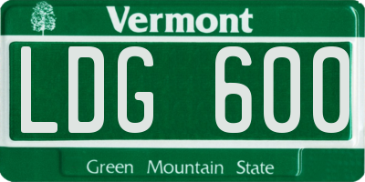 VT license plate LDG600
