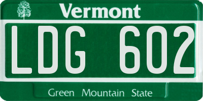 VT license plate LDG602