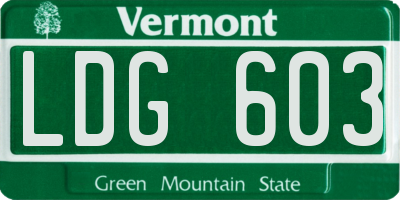 VT license plate LDG603