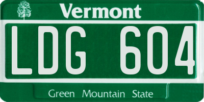 VT license plate LDG604
