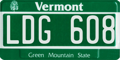 VT license plate LDG608