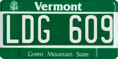 VT license plate LDG609