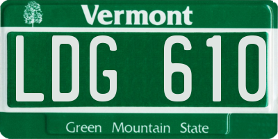 VT license plate LDG610
