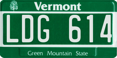 VT license plate LDG614