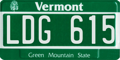 VT license plate LDG615