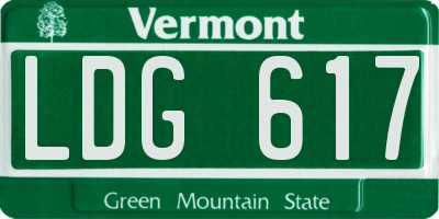 VT license plate LDG617