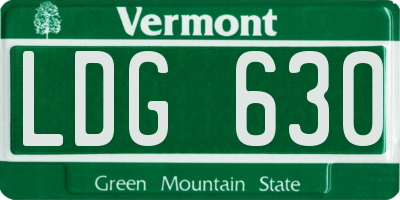 VT license plate LDG630