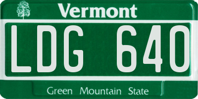 VT license plate LDG640