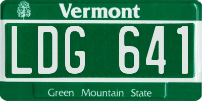 VT license plate LDG641