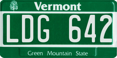 VT license plate LDG642