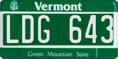 VT license plate LDG643