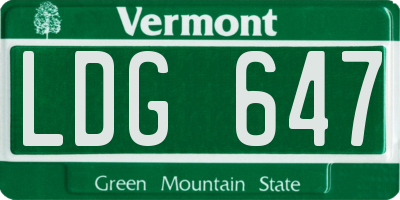 VT license plate LDG647