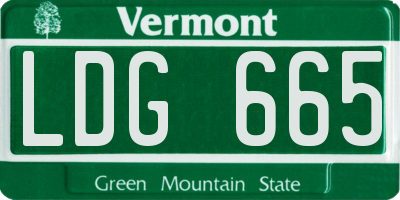 VT license plate LDG665