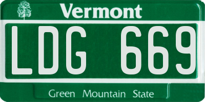 VT license plate LDG669