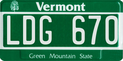 VT license plate LDG670