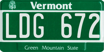 VT license plate LDG672