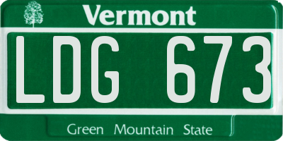 VT license plate LDG673