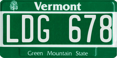 VT license plate LDG678