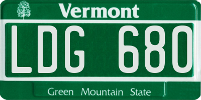 VT license plate LDG680
