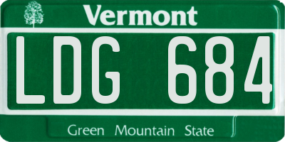 VT license plate LDG684