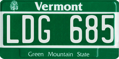 VT license plate LDG685